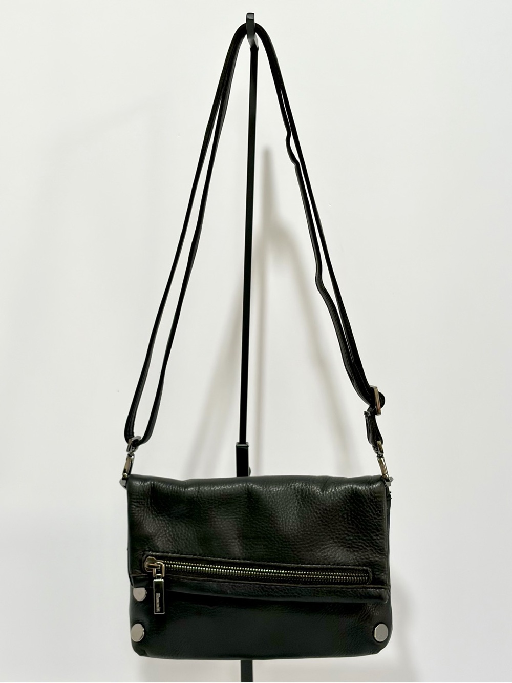 Hammitt VIP Small Crossbody Bag In Black Leather With Gunmetal Hardware